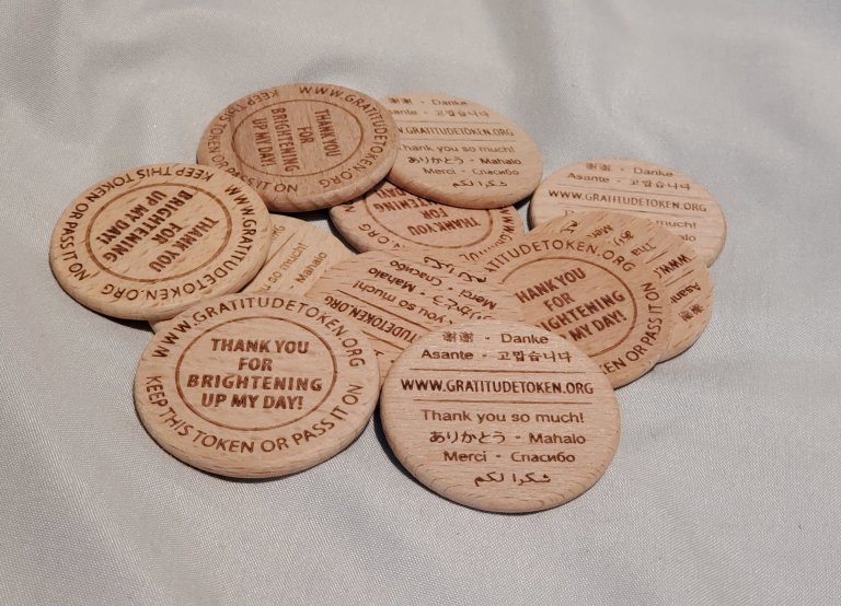 50 Wood Gratitude Tokens - Gratitude Token