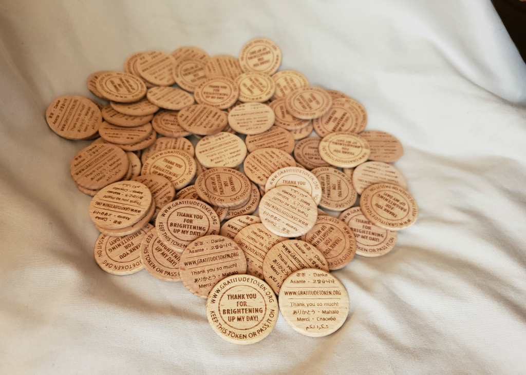 50 + 20 FREE Wooden Gratitude Tokens - Gratitude Token